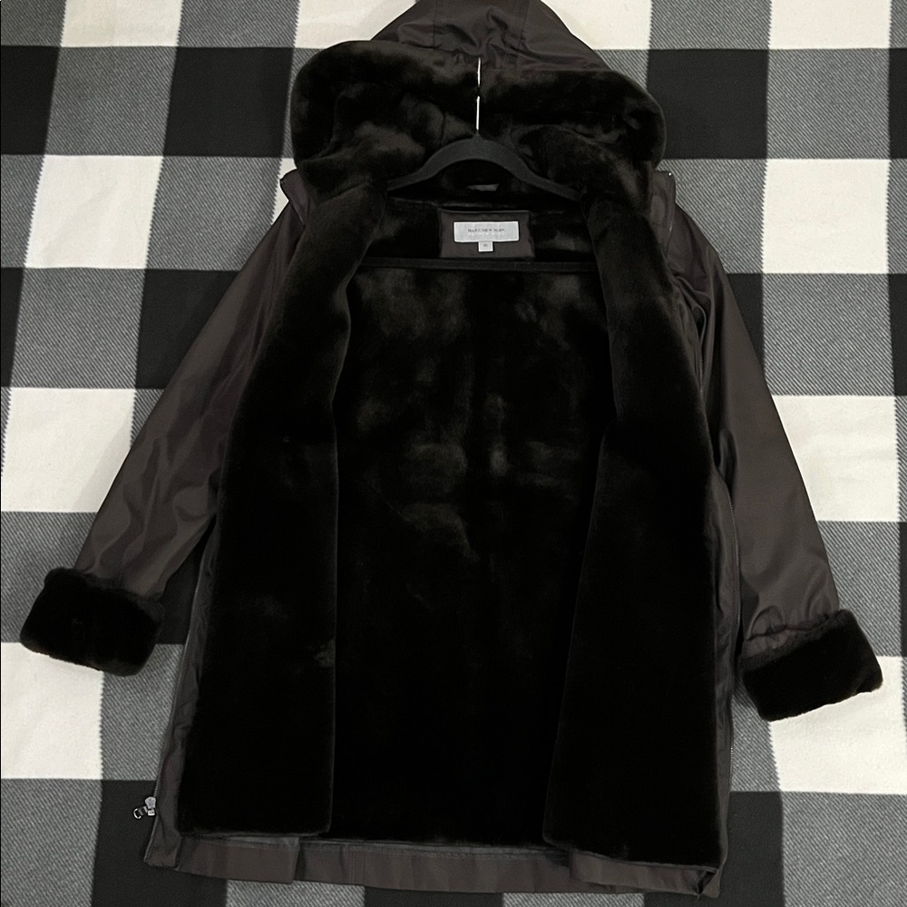 Marc New York Andrew Marc Chocolate Faux Fur Lined Coat Size XS